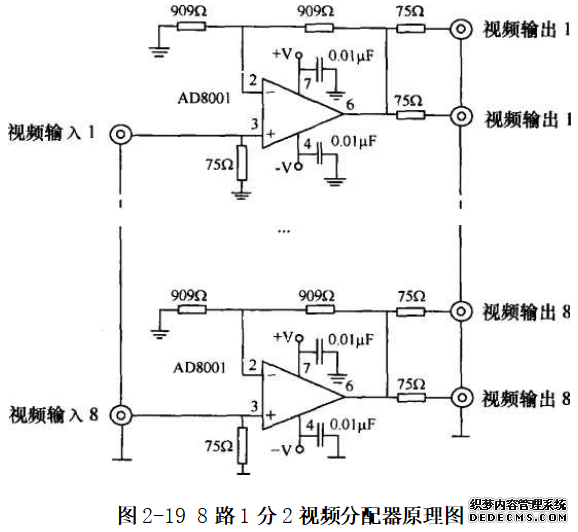 8路1分2视频分配器原理图